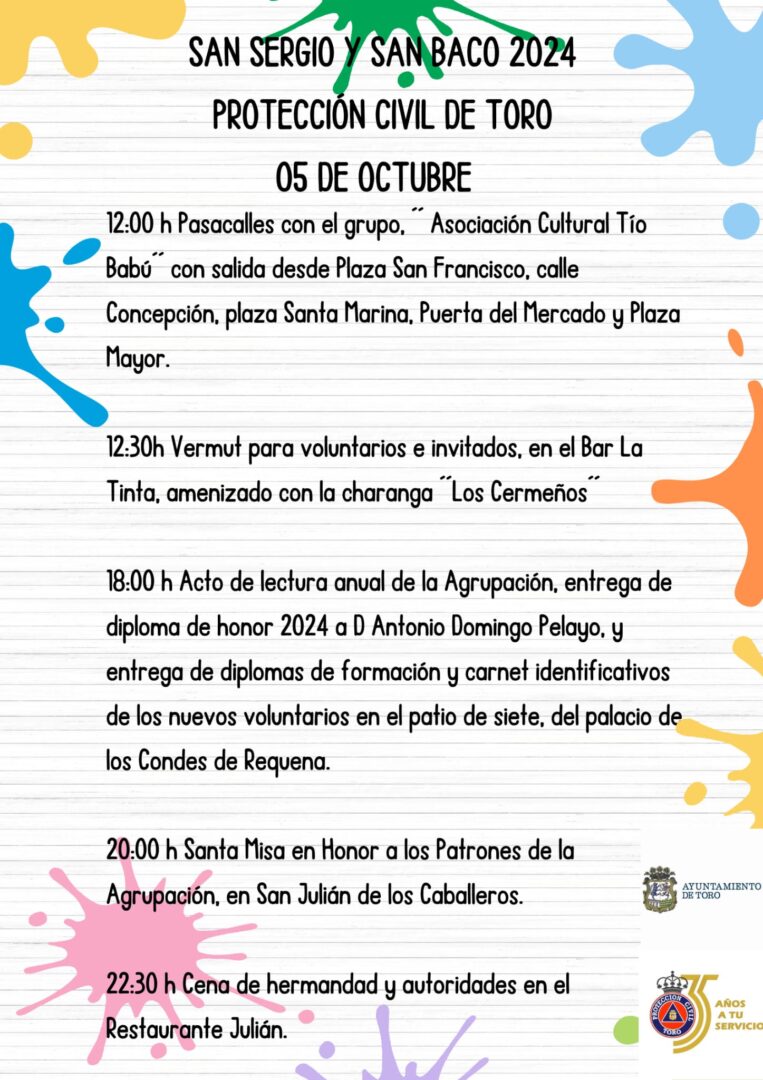 Protección Civil de Toro festeja sus patrones San Sergio y San Baco con varias actividades 1 PHOTO 2024 09 30 11 58 42